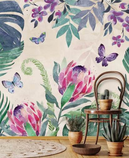 Tropical Jungle Butterflies Behang