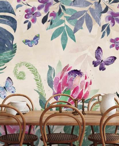 Tropical Jungle Butterflies Wallpaper