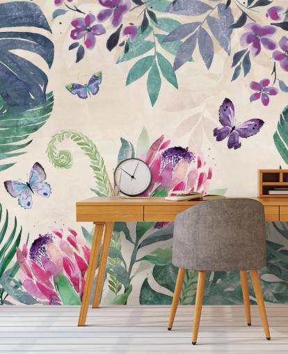 Tropical Jungle Butterflies Behang