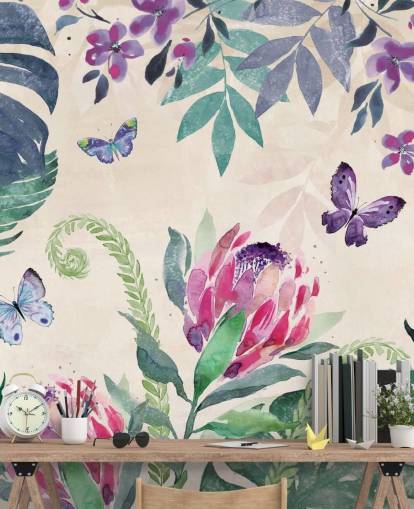 Tropical Jungle Butterflies Wallpaper