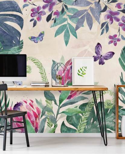 Tropical Jungle Butterflies Wallpaper