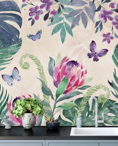 Papel pintado Mariposas de la selva tropical