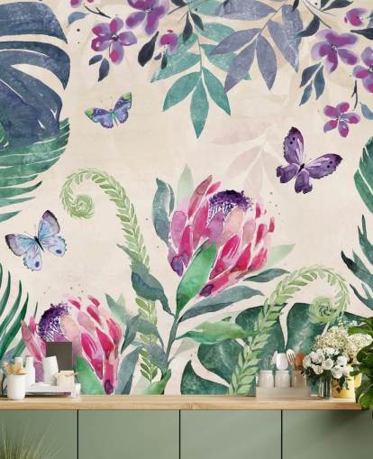 Papel de parede de borboletas tropicais