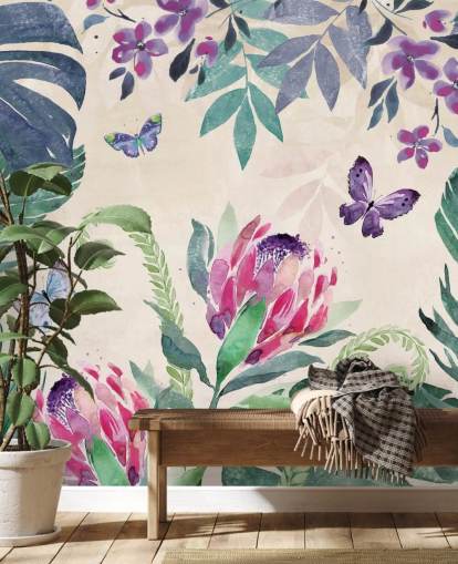 Tropical Jungle Butterflies Behang