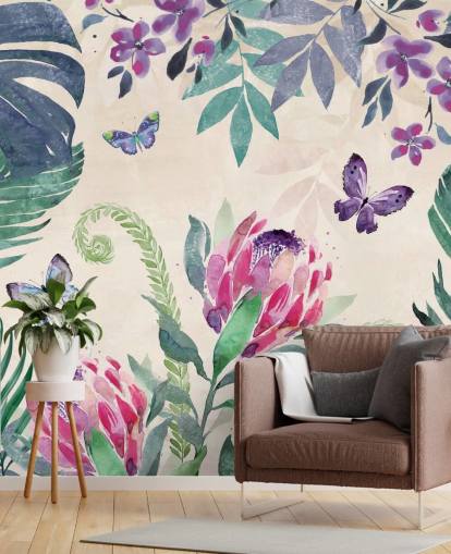 Tropical Jungle Butterflies Wallpaper