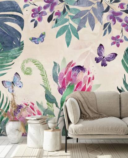 Tropical Jungle Butterflies Wallpaper