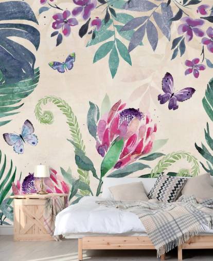 Tropical Jungle Butterflies Wallpaper