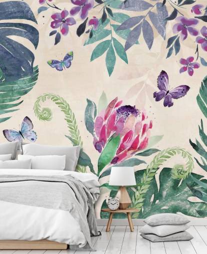 Tropical Jungle Butterflies Behang