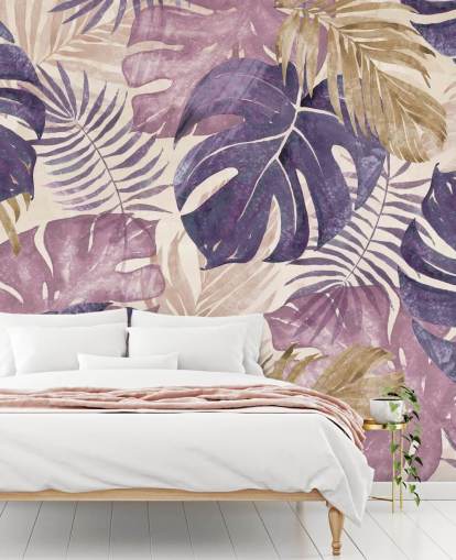 mural hojas tropicales