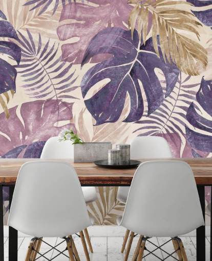 tropical leaves mural