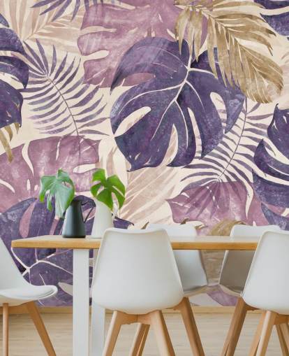 mural de folhas tropicais