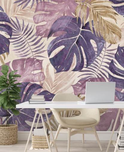 murale con foglie tropicali