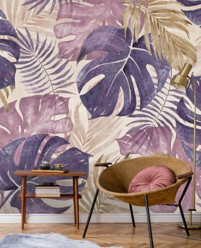 tropical leaves mural