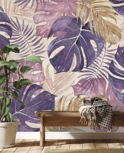 murale con foglie tropicali