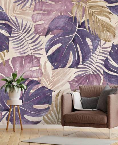 mural de folhas tropicais
