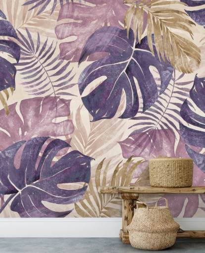 peinture murale feuilles tropicales