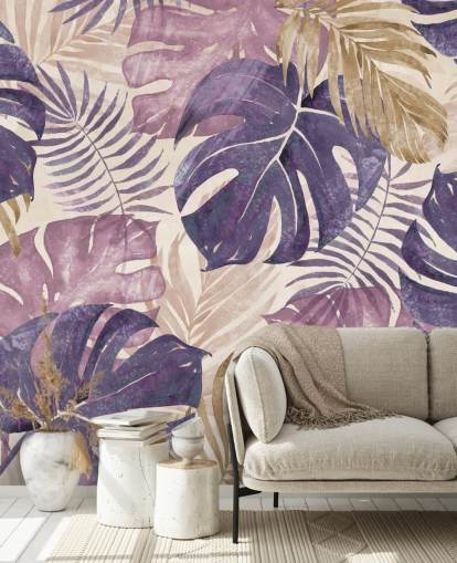 murale con foglie tropicali