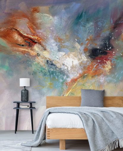 colorful customizable abstract wallpaper mural called Celestial by Anne Farrall Doyle for kitchens, bedrooms and living rooms