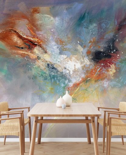 colourful customisable abstract wallpaper mural called Celestial by Anne Farrall Doyle for kitchens, bedrooms and living rooms