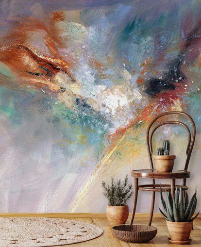 mural colorido de papel de parede abstrato personalizável chamado Celestial de Anne Farrall Doyle para cozinhas, quartos e salas de estar mural colorido de papel de parede abstrato personalizável chamado Celestial de Anne Farrall Doyle para cozinhas, quartos e salas de estar