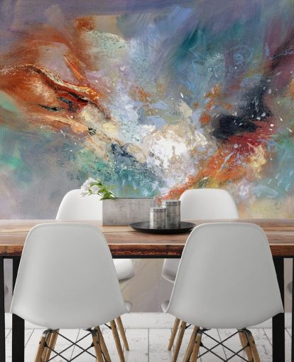 papier peint mural abstrait coloré personnalisable appelé Celestial par Anne Farrall Doyle pour les cuisines, les chambres et les salons