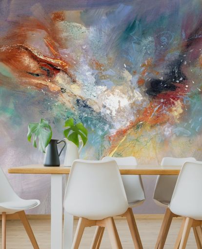 colorful customizable abstract wallpaper mural called Celestial by Anne Farrall Doyle for kitchens, bedrooms and living rooms