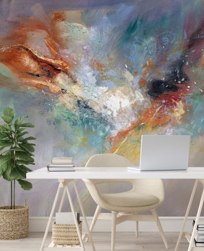 papier peint mural abstrait coloré personnalisable appelé Celestial par Anne Farrall Doyle pour les cuisines, les chambres et les salons