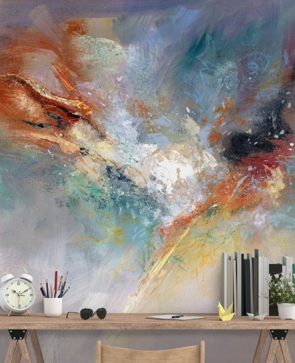 färgglad anpassningsbar abstrakt tapetväggmålning kallad Celestial av Anne Farrall Doyle för kök, sovrum och vardagsrum färgglad anpassningsbar abstrakt tapetväggmålning kallad Celestial av Anne Farrall Doyle för kök, sovrum och vardagsrum