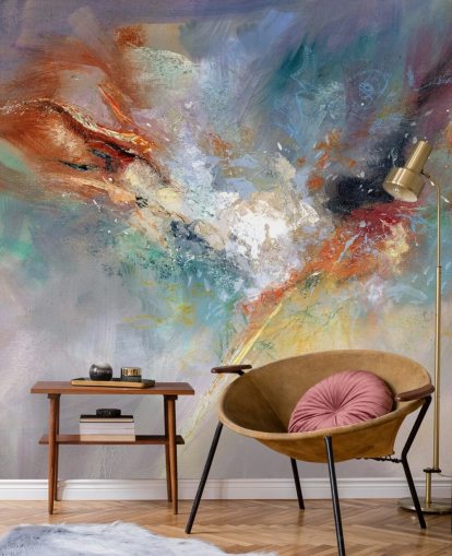 colorful customizable abstract wallpaper mural called Celestial by Anne Farrall Doyle for kitchens, bedrooms and living rooms