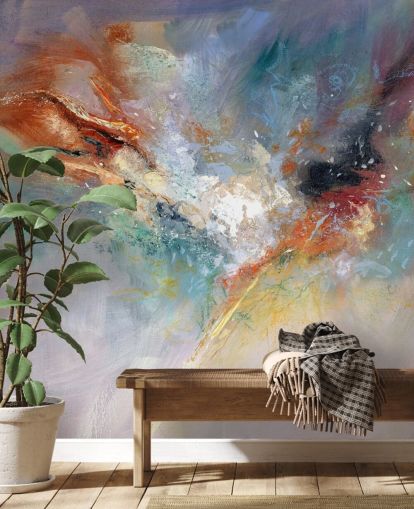 färgglad anpassningsbar abstrakt tapetväggmålning kallad Celestial av Anne Farrall Doyle för kök, sovrum och vardagsrum färgglad anpassningsbar abstrakt tapetväggmålning kallad Celestial av Anne Farrall Doyle för kök, sovrum och vardagsrum