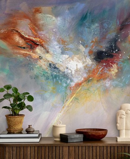 colorful customizable abstract wallpaper mural called Celestial by Anne Farrall Doyle for kitchens, bedrooms and living rooms