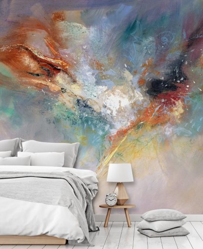 colorful customizable abstract wallpaper mural called Celestial by Anne Farrall Doyle for kitchens, bedrooms and living rooms