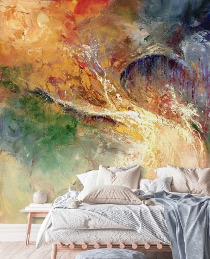 kleurrijk abstract schilderij behang kleurrijk abstract schilderij behang