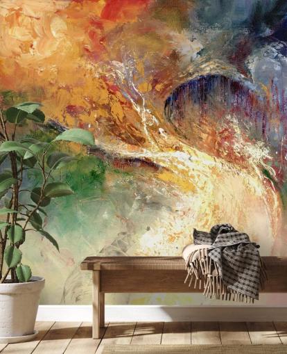 kleurrijk abstract schilderij behang kleurrijk abstract schilderij behang