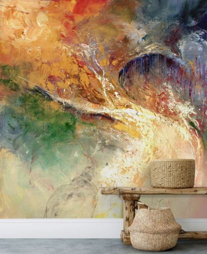 kleurrijk abstract schilderij behang
