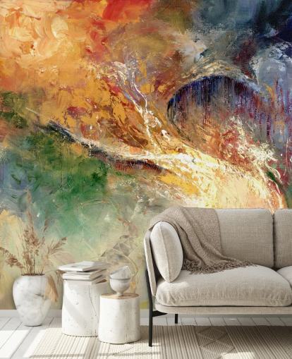 kleurrijk abstract schilderij behang