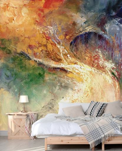 kleurrijk abstract schilderij behang