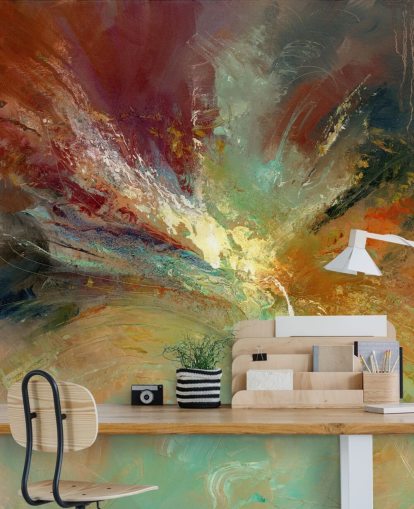 kleurrijk abstract schilderij behang