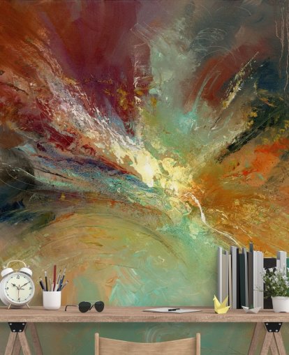 kleurrijk abstract schilderij behang