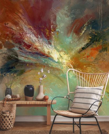 kleurrijk abstract schilderij behang