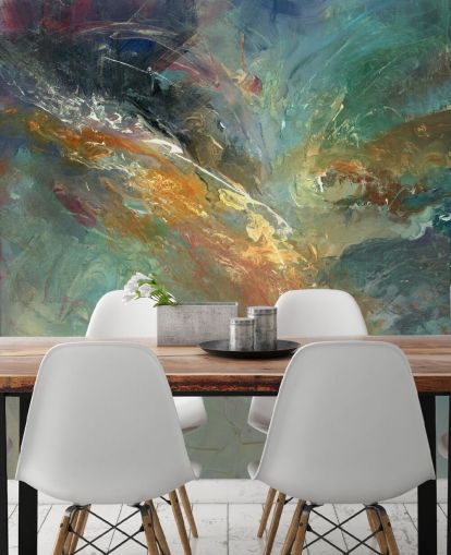 green and gold customisable abstract wallpaper mural called Intangable by Anne Farrall Doyle green and gold customisable abstract wallpaper mural called Intangable by Anne Farrall Doyle