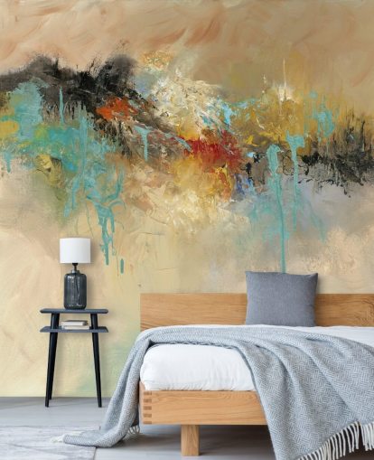 papier peint mural abstrait rouge personnalisable appelé Red Earth par Anne Farrall Doyle pour les chambres