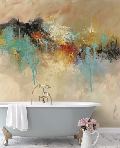 red customizable abstract wallpaper mural called Red Earth by Anne Farrall Doyle for bedrooms