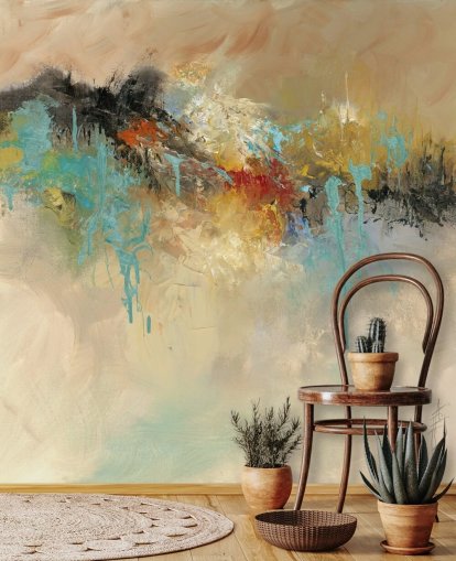 papier peint mural abstrait rouge personnalisable appelé Red Earth par Anne Farrall Doyle pour les chambres