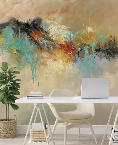 mural de papel de parede abstrato personalizável vermelho chamado Red Earth de Anne Farrall Doyle para quartos