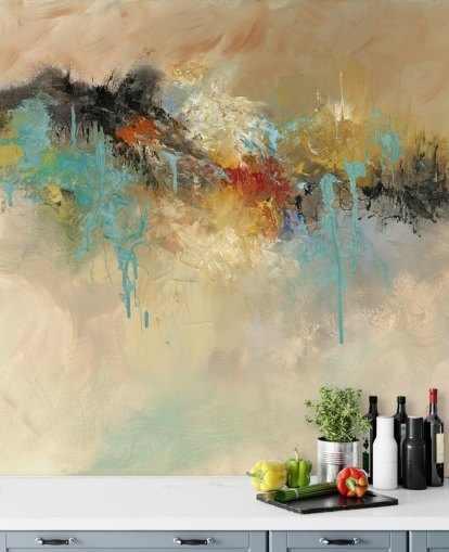 red customisable abstract wallpaper mural called Red Earth by Anne Farrall Doyle for bedrooms