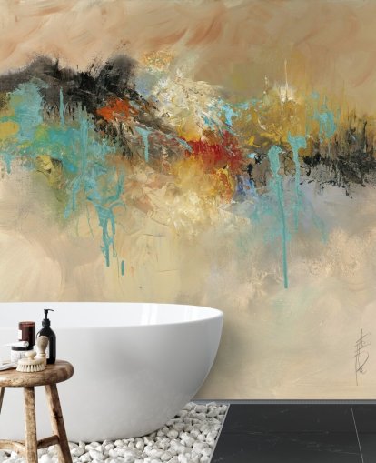 red customisable abstract wallpaper mural called Red Earth by Anne Farrall Doyle for bedrooms