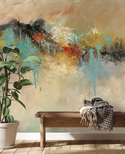 papier peint mural abstrait rouge personnalisable appelé Red Earth par Anne Farrall Doyle pour les chambres