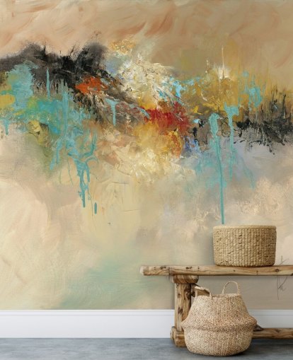 papier peint mural abstrait rouge personnalisable appelé Red Earth par Anne Farrall Doyle pour les chambres