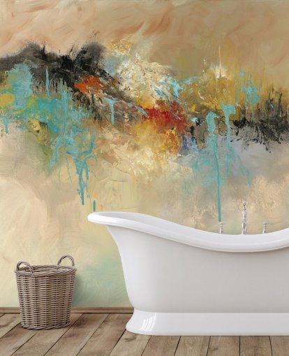 papier peint mural abstrait rouge personnalisable appelé Red Earth par Anne Farrall Doyle pour les chambres